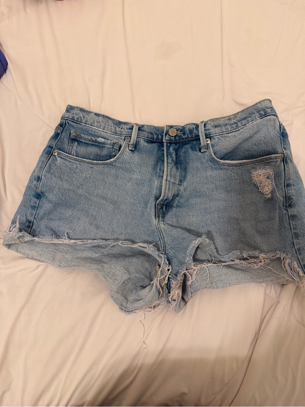 Good American Light Blue Distressed Denim Women’s Shorts